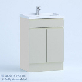 600mm Traditional 2 Door Floor Standing Bathroom Vanity Basin Unit (Fully Assembled) - Lucente Matt Light Grey
