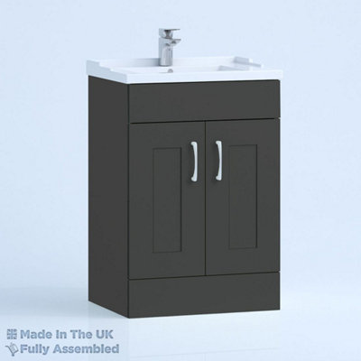 600mm Traditional 2 Door Floor Standing Bathroom Vanity Basin Unit (Fully Assembled) - Oxford Matt Anthracite Price Comparisons | Compare The Build