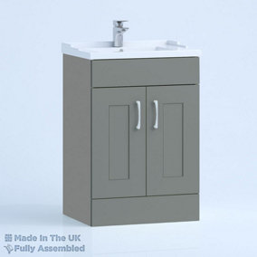 600mm Traditional 2 Door Floor Standing Bathroom Vanity Basin Unit (Fully Assembled) - Oxford Matt Dust Grey