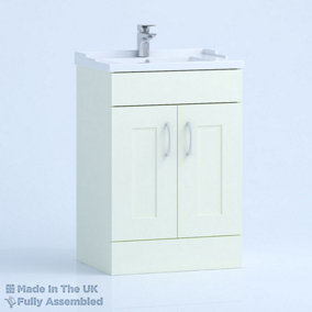 600mm Traditional 2 Door Floor Standing Bathroom Vanity Basin Unit (Fully Assembled) - Oxford Matt Ivory