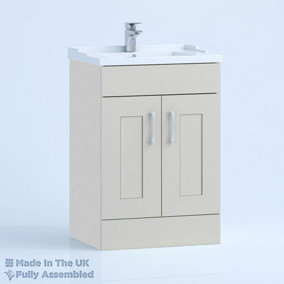 600mm Traditional 2 Door Floor Standing Bathroom Vanity Basin Unit (Fully Assembled) - Oxford Matt Light Grey