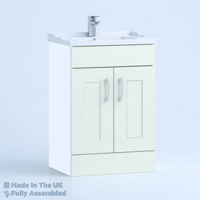 600mm Traditional 2 Door Floor Standing Bathroom Vanity Basin Unit (Fully Assembled) - Oxford Matt White