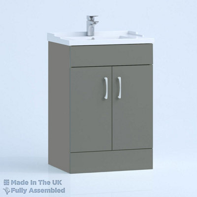 600mm Traditional 2 Door Floor Standing Bathroom Vanity Basin Unit (Fully Assembled) - Vivo Gloss Dust Grey Price Comparisons | Compare The Build