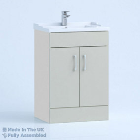 600mm Traditional 2 Door Floor Standing Bathroom Vanity Basin Unit (Fully Assembled) - Vivo Gloss Light Grey
