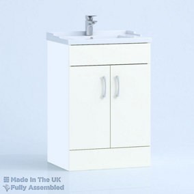 600mm Traditional 2 Door Floor Standing Bathroom Vanity Basin Unit (Fully Assembled) - Vivo Gloss White