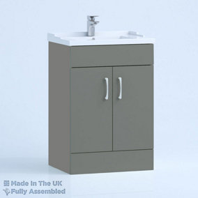 600mm Traditional 2 Door Floor Standing Bathroom Vanity Basin Unit (Fully Assembled) - Vivo Matt Dust Grey