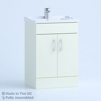600mm Traditional 2 Door Floor Standing Bathroom Vanity Basin Unit (Fully Assembled) - Vivo Matt Ivory Price Comparisons | Compare The Build