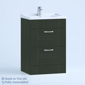 600mm Traditional 2 Drawer Floor Standing Bathroom Vanity Basin Unit (Fully Assembled) - Cartmel Woodgrain Fir Green