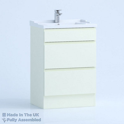 600mm Traditional 2 Drawer Floor Standing Bathroom Vanity Basin Unit (Fully Assembled) - Lucente Gloss Cream Price Comparisons | Compare The Build