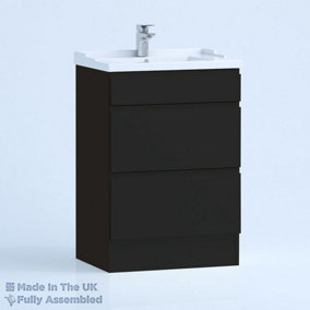 600mm Traditional 2 Drawer Floor Standing Bathroom Vanity Basin Unit (Fully Assembled) - Lucente Matt Anthracite