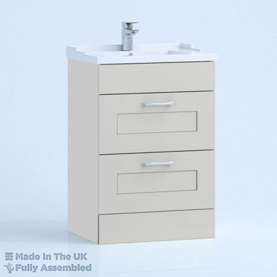 600mm Traditional 2 Drawer Floor Standing Bathroom Vanity Basin Unit (Fully Assembled) - Oxford Matt Light Grey Price Comparisons | Compare The Build