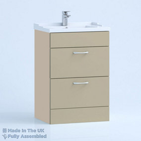 600mm Traditional 2 Drawer Floor Standing Bathroom Vanity Basin Unit (Fully Assembled) - Vivo Gloss Cashmere
