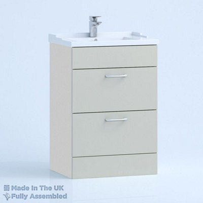 600mm Traditional 2 Drawer Floor Standing Bathroom Vanity Basin Unit (Fully Assembled) - Vivo Gloss Light Grey Price Comparisons | Compare The Build