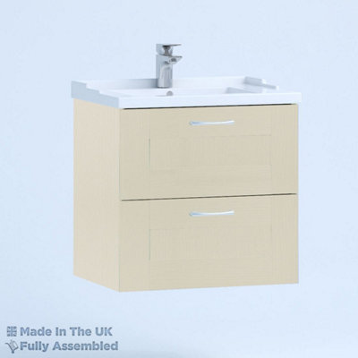 600mm Traditional 2 Drawer Wall Hung Bathroom Vanity Basin Unit (Fully Assembled) - Cambridge Solid Wood Mussel Price Comparisons | Compare The Build
