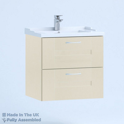 600mm Traditional 2 Drawer Wall Hung Bathroom Vanity Basin Unit (Fully Assembled) - Cartmel Woodgrain Mussel Price Comparisons | Compare The Build