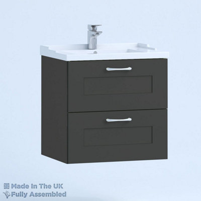 600mm Traditional 2 Drawer Wall Hung Bathroom Vanity Basin Unit (Fully ...