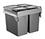600mm Under Counter Bin Pull Out Kitchen Waste Recycling Cabinet 2x45L Dark Grey
