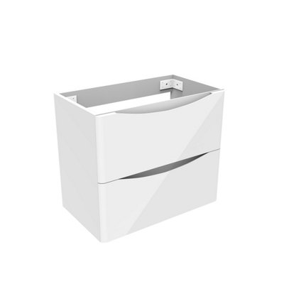 600mm Wall Hung Bathroom Vanity Unit without Basin Gloss White 2 Soft