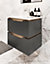 600mm wall hung grey bathroom vanity unit with basin and drawers
