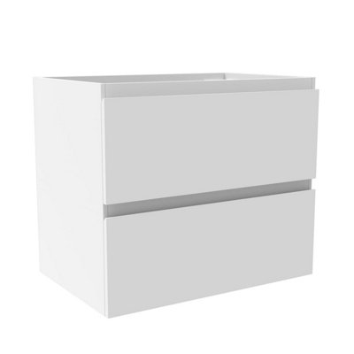 600mm Wall Mounted Bathroom Vanity Unit without Basin Matt White 2 Soft