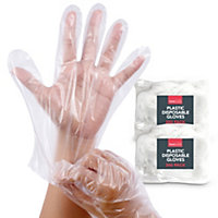 600pk Plastic Gloves Disposable Medium Large - Food Prep Gloves - Polythene Disposable Gloves for Kitchen Cooking Catering