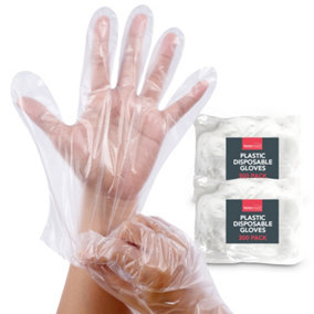 600pk Plastic Gloves Disposable Medium Large - Food Prep Gloves - Polythene Disposable Gloves for Kitchen Cooking Catering