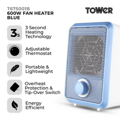 600W Fan Heater - portable & adjustable thermostat