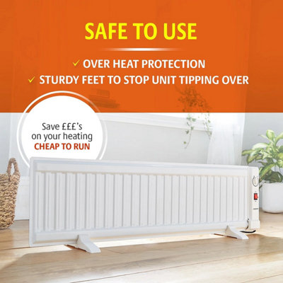 600W Oil Filled Radiator, Low Level Slim Design with Thermostatic ...