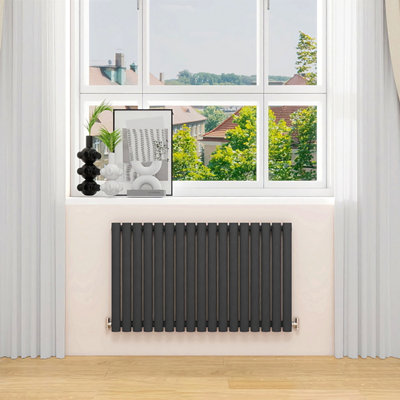 600x1003mm Horizontal Single Oval Column Designer Radiator Anthracite