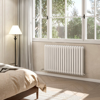 600x1104mm Horizontal Modern Style 2 Column Cast Iron Radiator White