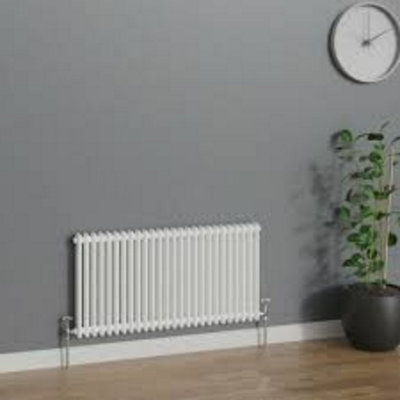 600x1190mm Horizontal Traditional 2 Column Cast Iron Style Radiator White
