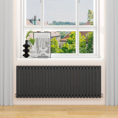 600x1593mm Horizontal Single Oval Column Designer Radiator Anthracite