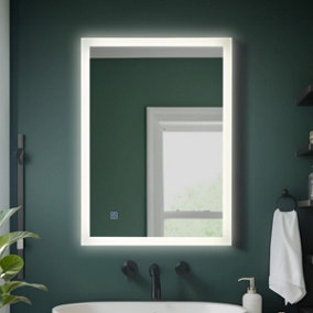 600x800mm LED Illuminated Bathroom Mirror Cool White with Touch Sensor & Demister Pad