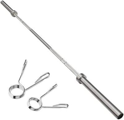 B&Q Standard Barbell 6Ft Heavy Duty Steel Weight Lifting Bar With 2 Collars