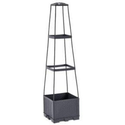 Tall Garden Vegetable PlanterSelf-Watering Flower Box With Trellis For Climbing Plants