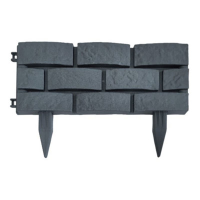 Grey Brick Effect Plastic Garden Lawn Edging Border 4 Pack from B&Q