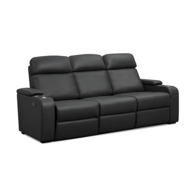 Valencia Bellagio Manual Recliner Home Theater Seating Set Of 3 Console Black Ecoluxe Leather