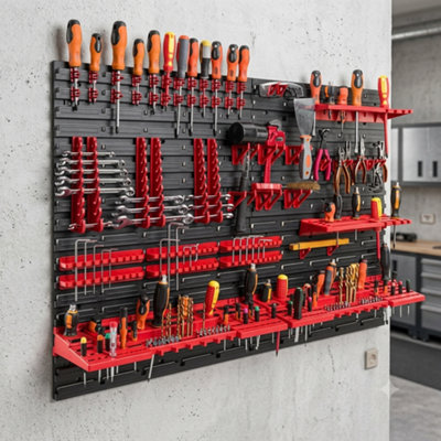  - Wall Mounted Tool Peg Board Storage Bin Set Garage Workshop Rack Shed Organiser