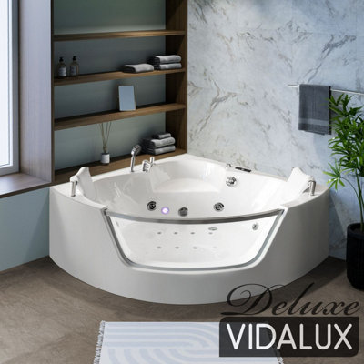 Vidalux Wb89 Deluxe 1400 X 1400 Corner Whirlpool & Airspa Bath from B&Q