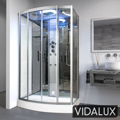 B&Q -  Ss1200 Rectangular Steam Shower Cabin No-LeakMirror Glass