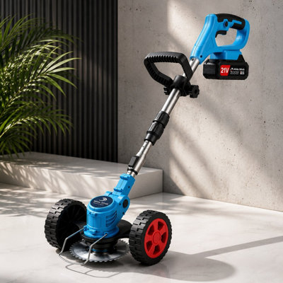  - White Winds Limited 21V Cordless Grass TrimmerWheeled Lawn Edger With 2 Batteries
