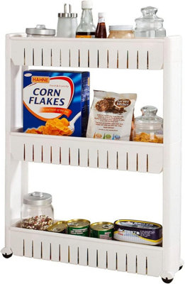 Hygrad Built to Survive Slim Slide Out Kitchen Trolley Rack Holder Storage Shelf Organiser Moving Wall Cabinets Tower Holder Rack On Wheels 3 Tier from B&Q