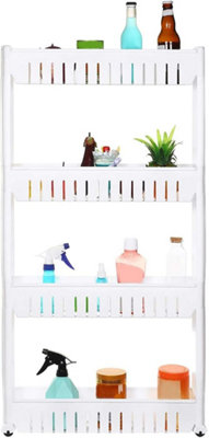 Hygrad Built to Survive Slim Slide Out Kitchen Trolley Rack Holder Storage Shelf Organiser Moving Wall Cabinets Tower Holder Rack On Wheels 4 Tier from B&Q