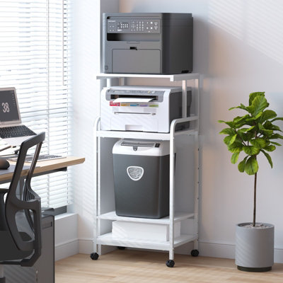 Huhote 4 Tier Large White Rolling Printer Cart With Wheels And Storage Movable Printer Stand Printer Table For Office Home Kitchen from B&Q
