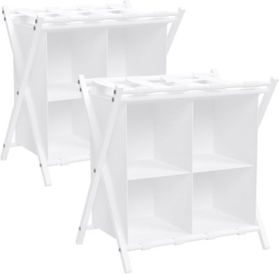 Huhote Two Tier Metal Folding Luggage Rack Stand With Storage 2 X White Suitcase Stands For Home Hotel Suitcase Holders from B&Q