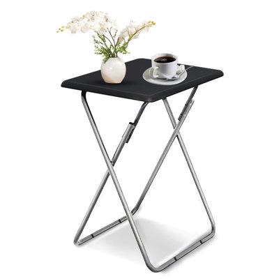 Huhote Small Folding Snack Table Small Spaces Side Table End Table Coffee Table Beside Table Sofa Table Outdoor Living Room Black from B&Q