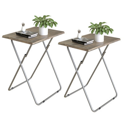 Huhote Folding Snack Table Small Spaces Side Table End Table Coffee Table Beside Table Outdoor Living Room 3D Wood Grain 2Pcs from B&Q