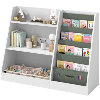 Huhote Wooden Kids Bookcase Storage Shelf Toy Organizer Cabinet For Bedroom Playroom Bookshelf Storage Book Rack White from B&Q