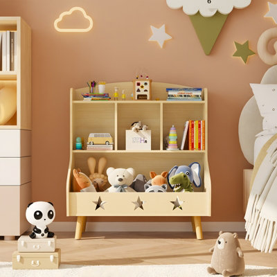Huhote Three Compartment Wooden Kids Bookcase And Toy Storage Organiser Cabinet For Bedroom Playroom Bookshelf Book Rack Oak from B&Q
