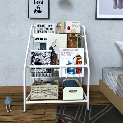 Huhote Small Childrens Book Rack And Toy Storage Organiser Display Stand For Study Small Place Bookcase Bookshelf White from B&Q